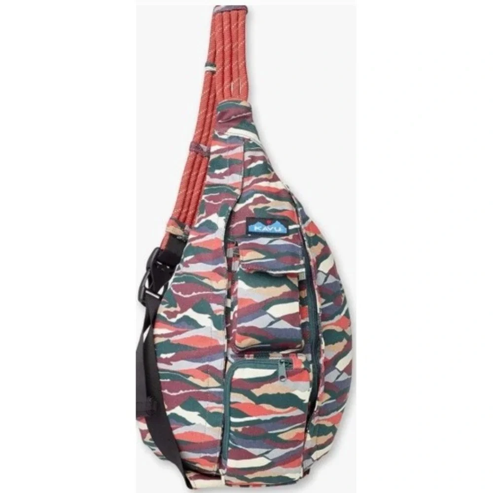 Kavu Rope Bag Sling Pack Canvas Discontinued Color: Rolling Hills (Multicolor)